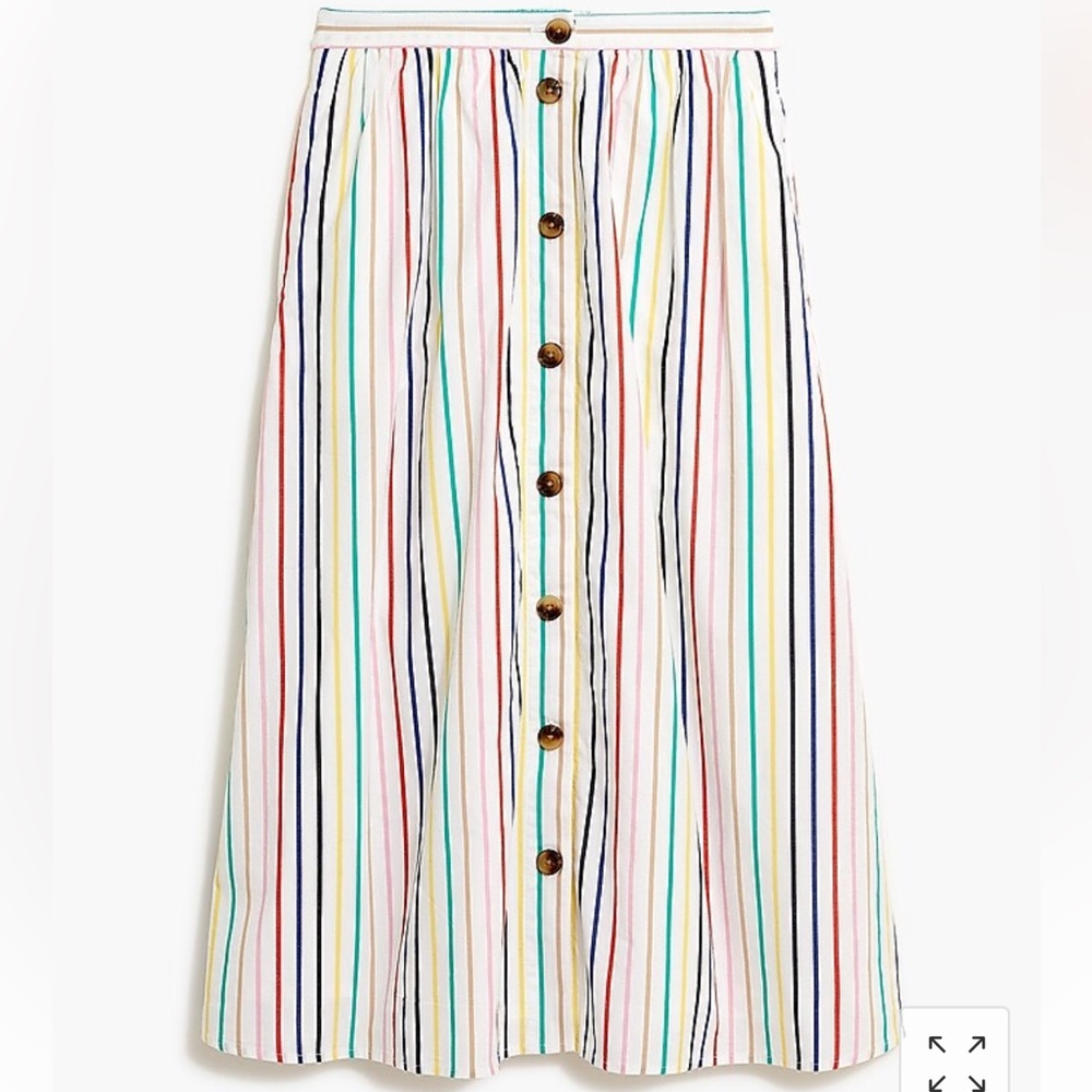 J.Crew Rainbow Button poplin midi skirt